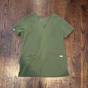 Figs dark olive xs scrub top